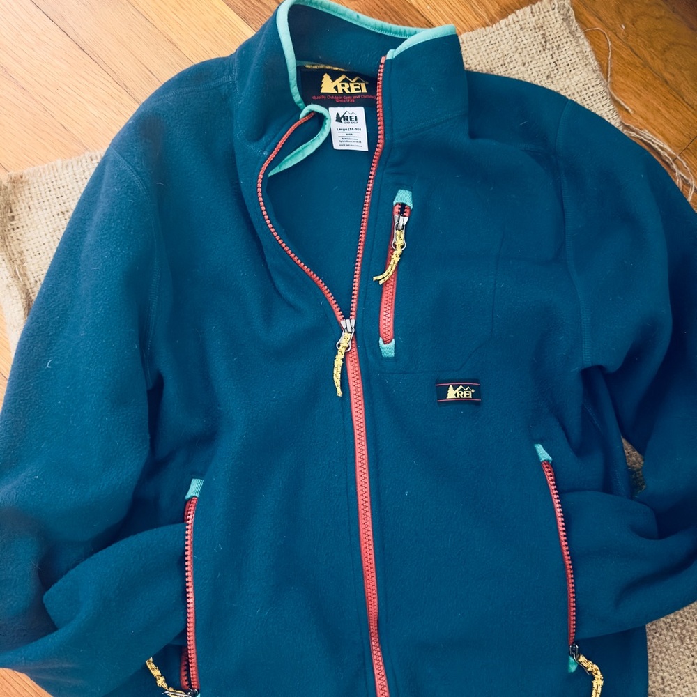 REI Teal Jacket with Coral Zipper